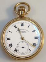 An early 20thC gold plated open faced pocket watch