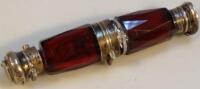 A Victorian ruby glass double ended scent bottle