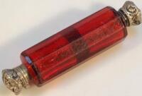 A 19thC ruby glass double ended scent bottle