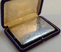 A Chinese white metal cigarette case