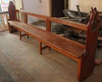 A 19thC and later pitch pine church pew