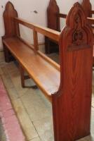 AUCTIONEERS NOTE DIMENSION CHANGED TO 237CM. A 19thC and later pitch pine church pew