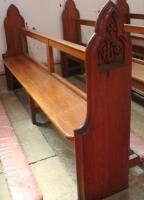 AUCTIONEERS NOTE DIMENSION CHANGED TO 237CM. A 19thC and later pitch pine church pew