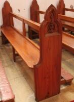 AUCTIONEERS NOTE DIMENSION CHANGED TO 237CM. A 19thC and later pitch pine church pew