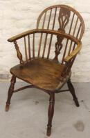 A 19thC yew and elm low back Windsor chair