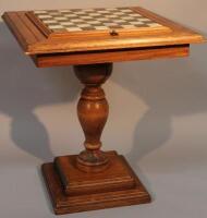 A marble and oak chess table