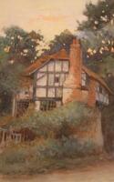 H.B. Withers (20thC). Figures feeding hens before a cottage and another trees and cottage