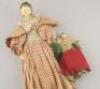 Two 19thC wooden dolls with painted heads