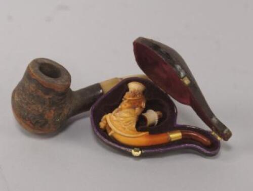 A Victorian Meerschaum pipe modelled as the bust of a woman