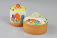 A Royal Staffordshire Clarice Cliff Crocus pattern preserve pot