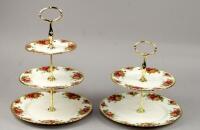 Two Royal Albert Old Country Roses cake stands.