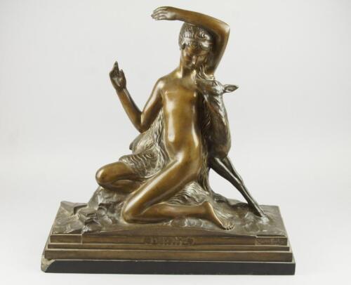 A French bronze figure group of Diane after Charles Breton