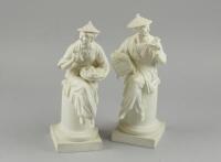 A pair of Royal Worcester blanc de chine figures