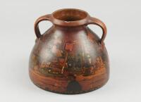 A C.H. Brannam terracotta two handled tavern vase