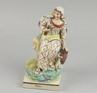 A late 18thC Ralph Wood type pearlware figure entitled 'Widow'