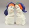 A pair of Continental porcelain Art Deco style busts