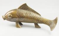 A late 20thC bronze casting of a carp