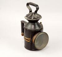 An unrestored Great Eastern Railway pattern sliding knob hand lamp