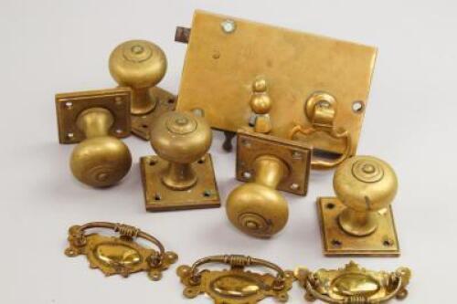 A selection of Victorian brass door knobs