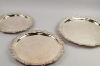 Three graduated silver plated trays