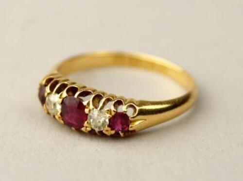 A Victorian 18ct gold five stone ring