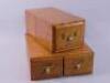 A set of three early 20thC oak filing boxes