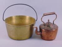 A Victorian brass and iron preserve pan