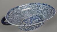 A William Adams blue printed oval two handled basket