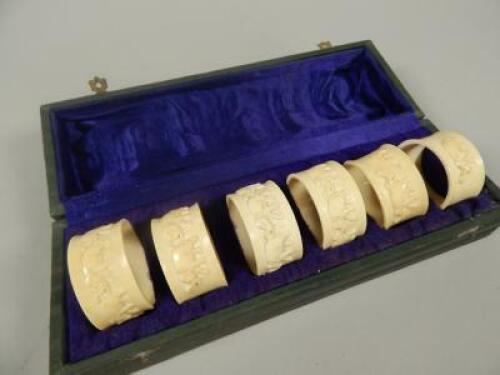 A set of six Indian ivory napkin rings