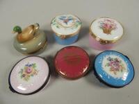 A collection of six Limoges Castel porcelain boxes and covers