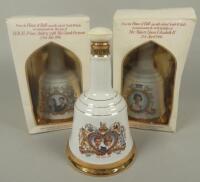 Three Bell's whiskey decanters