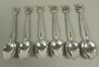 A set of six Indian white metal teaspoons