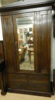 A late Victorian stained ash single wardrobe