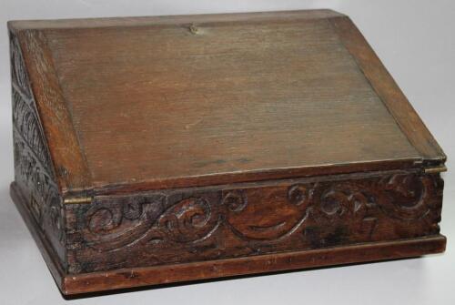 An 18thC and later oak bible box