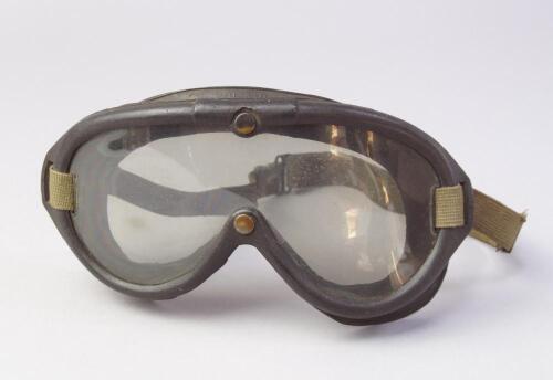 A pair of 1950s motor racing goggles belonging to Ken Richardson former chief mechanic and test driv