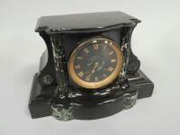 A late 19thC Japy Freres marble and slate mantel clock