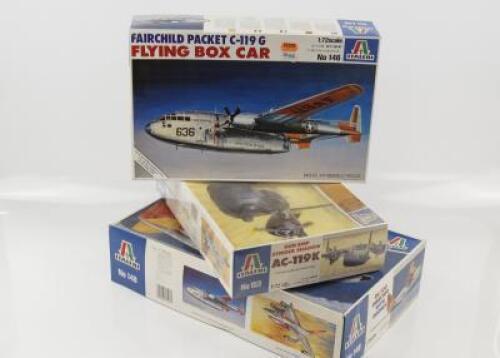 Three Italeri model kit planes