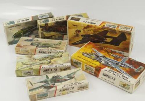 A selection of seven Airfix model aircraft kits