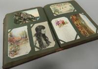 An album containing a collection of postcards