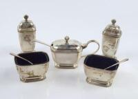 A George V silver condiment set of five pieces