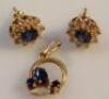 A Continental yellow metal diamond and sapphire jewellery set