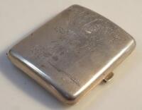 A Chinese white metal cigarette case
