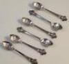 A set of six Continental white metal Rolex teaspoons