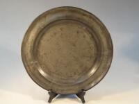 An 18thC pewter charger