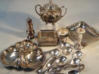 A selection of silver plated items
