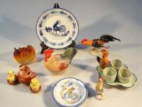 A quantity of hen and cockerel related china