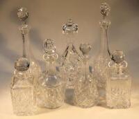 A quantity of various cut lead crystal decanters