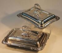 Two early 20thC silver plated entree dishes