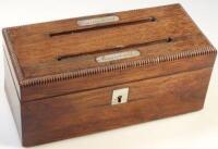 An 19thC rosewood desk tidy of rectangular form