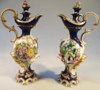 A pair of mid 19thC Derby ewers